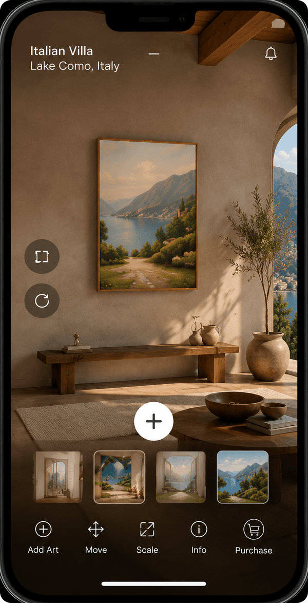 Simpatico AR — art placed on a real wall at true scale